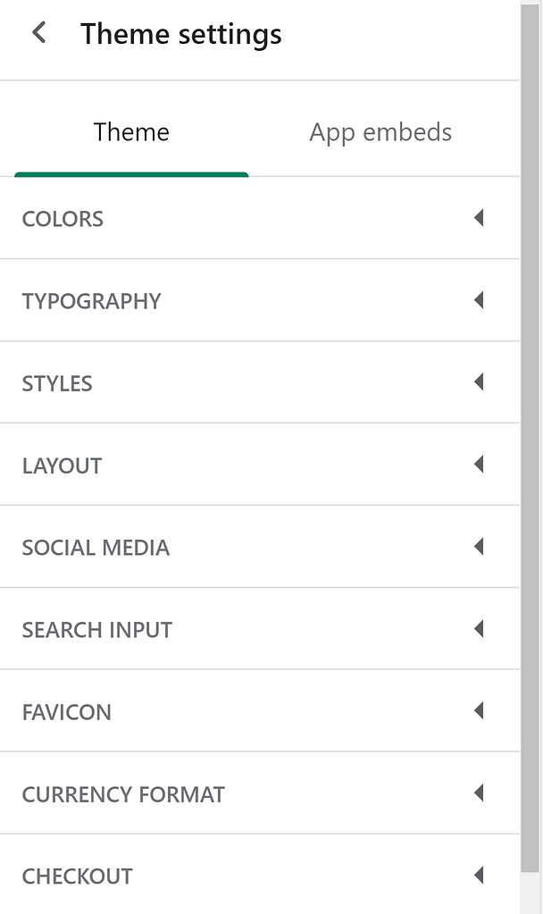 Shopify theme settings