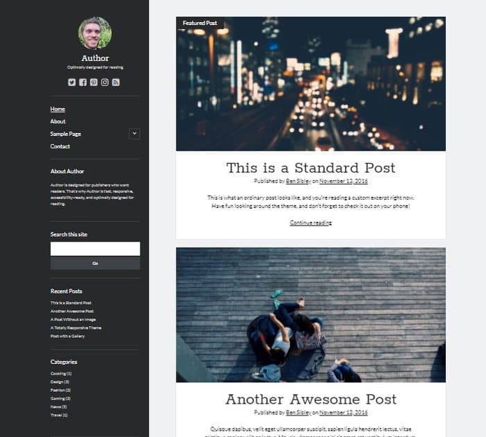 Best free WordPress themes for writers: Author