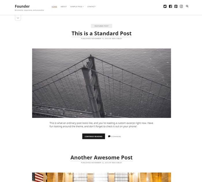 Best free WordPress themes for writers: Founder