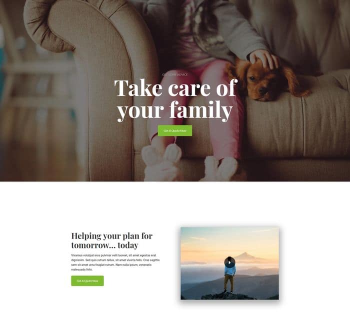 An Insurance Homepage is one of the best Elementor templates for those on a low budget because it's free