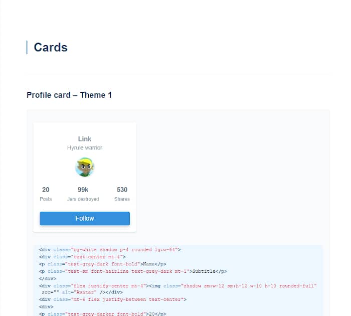 Tailwind Templates Cards
