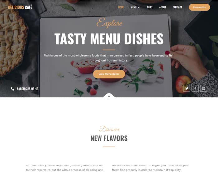 Best Webflow templates and themes: Cafe - Restaurant website template