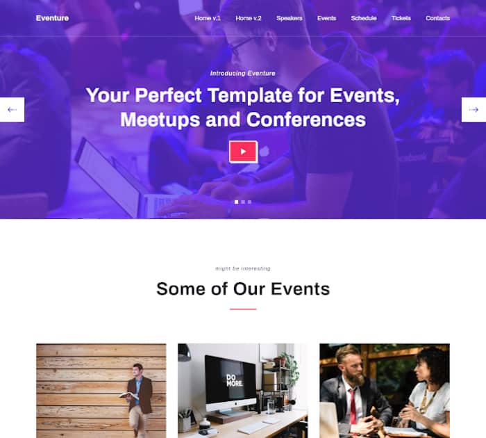 Best Webflow templates and themes: Eventure - Event website template
