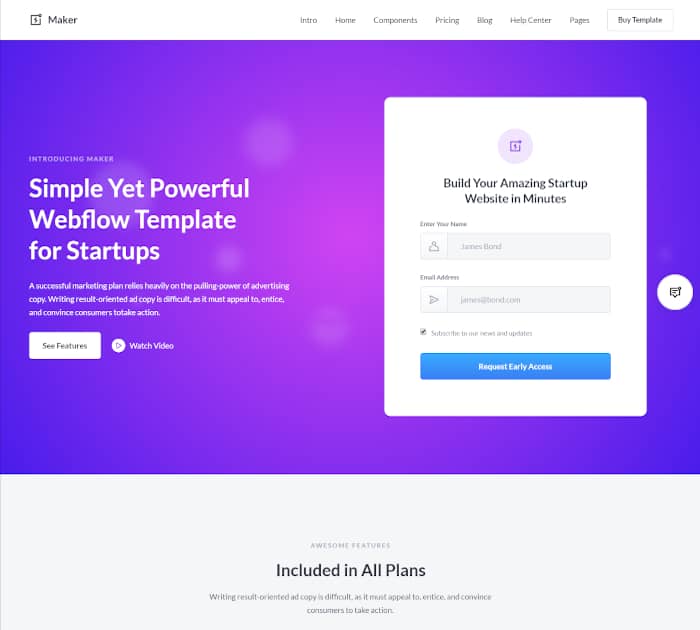 Best Webflow templates and themes: Maker - UI Kit Webflow template