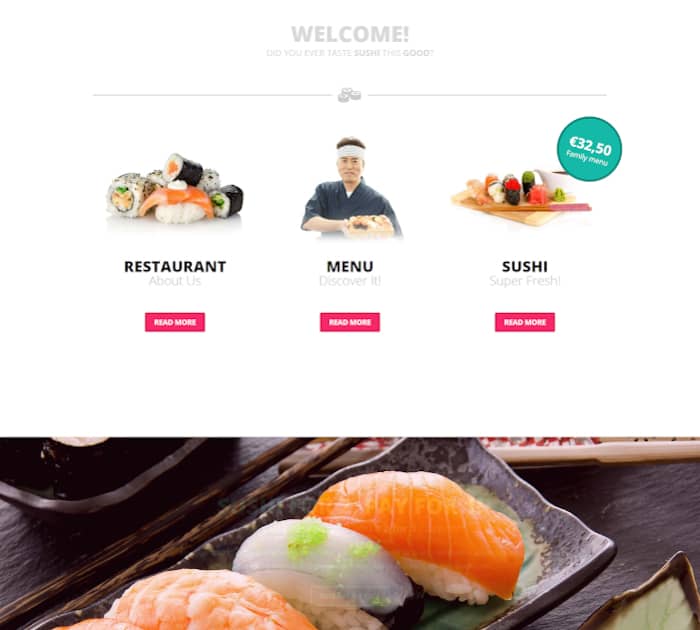 Best Webflow templates and themes: Zooshi - Restaurant website template