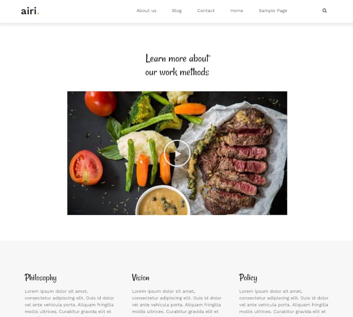 Best food delivery WordPress themes: Airi