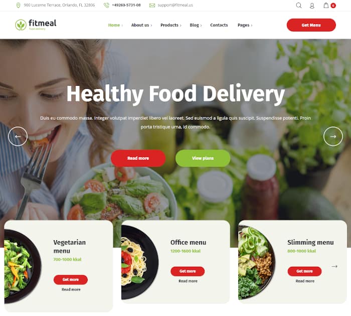 Best food delivery WordPress themes: Fitmeal
