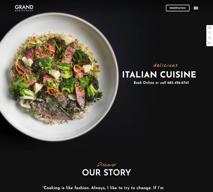 Best food delivery WordPress themes: Grand Restaurant