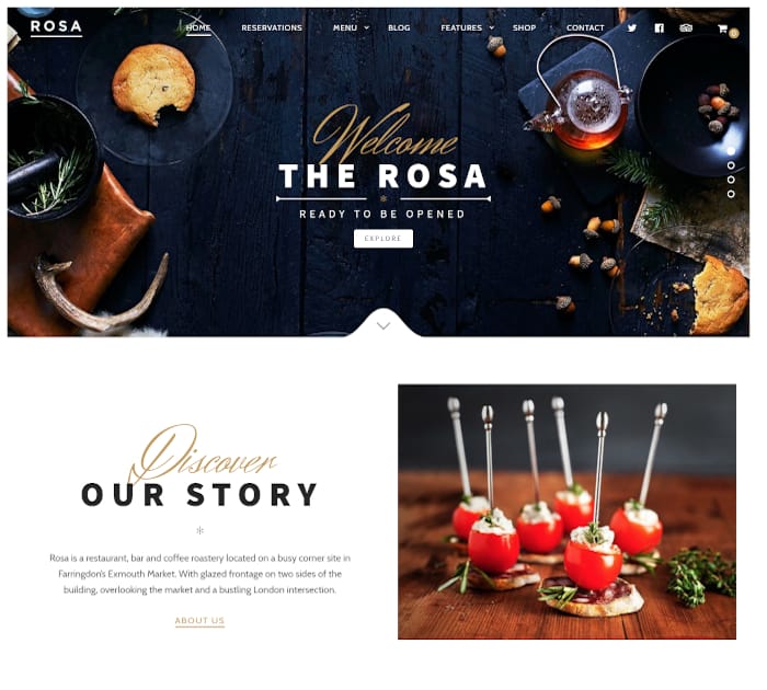 Best food delivery WordPress themes: Rosa