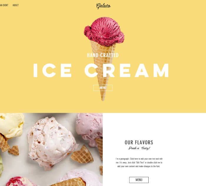 Wix templates: Ice Cream