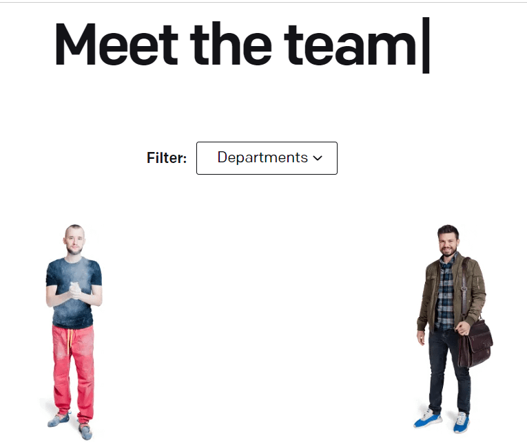Text's meet the team page