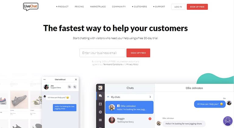 LiveChat landing page