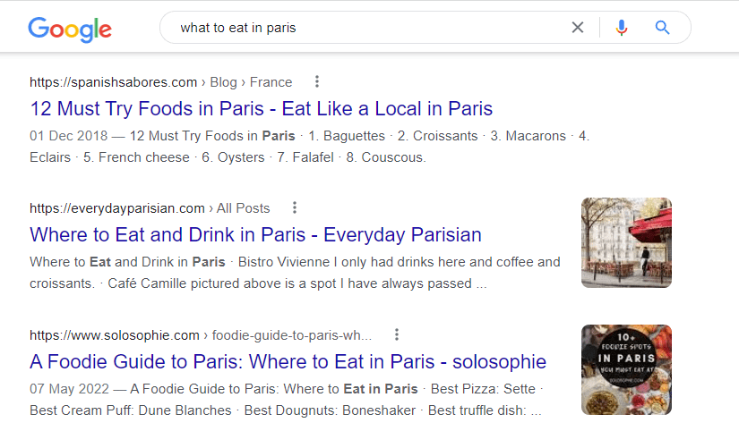 Search results for what to eat in Paris