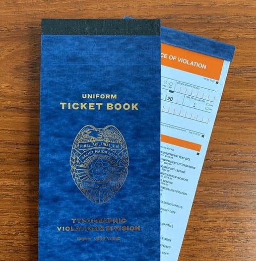 Typographic Ticket Book