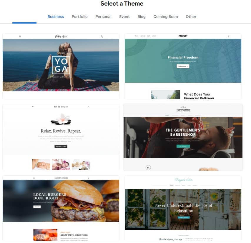 Squarespace vs Weebly - Weebly themes