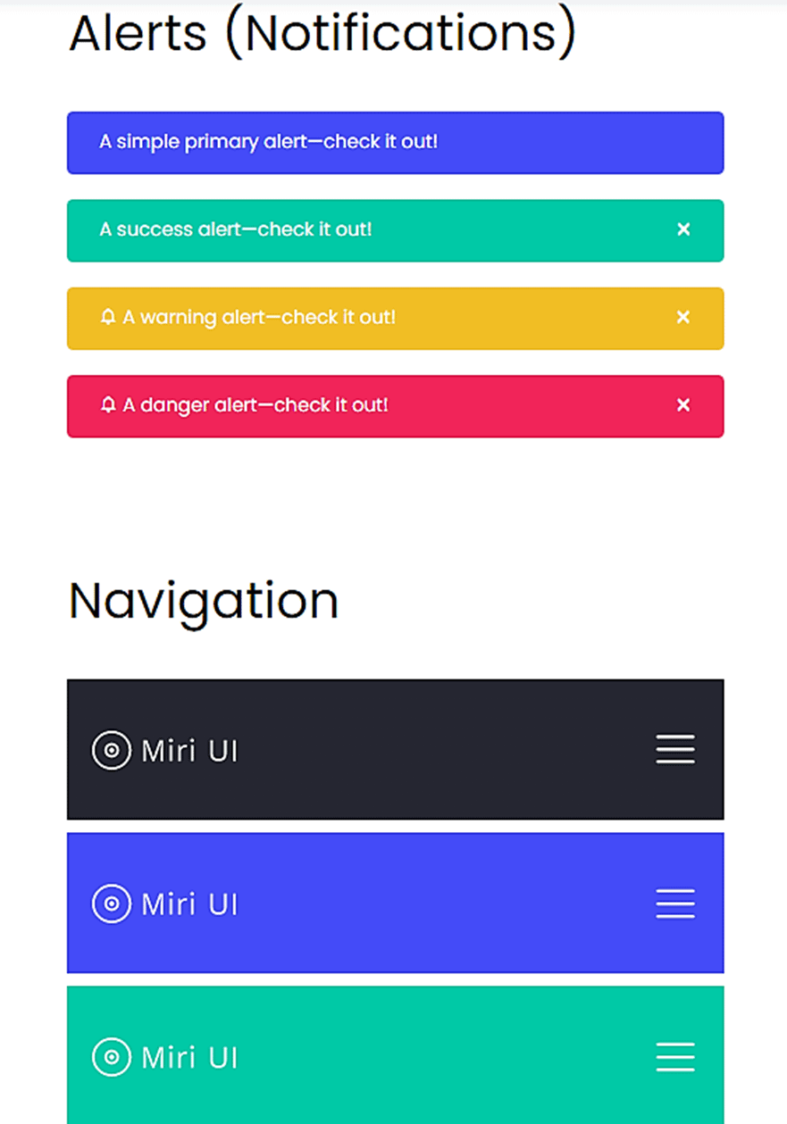 Miri UI kit on mobile