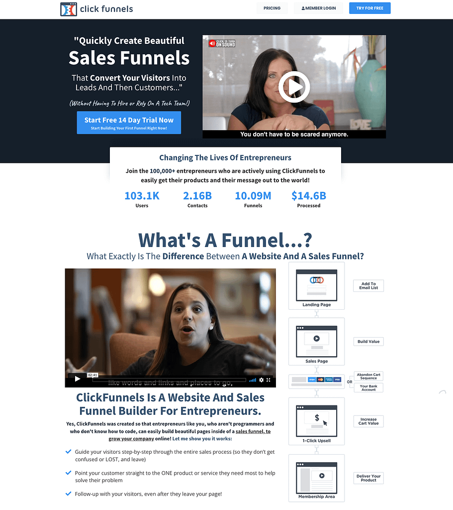ClickFunnels Home Page Screenshot