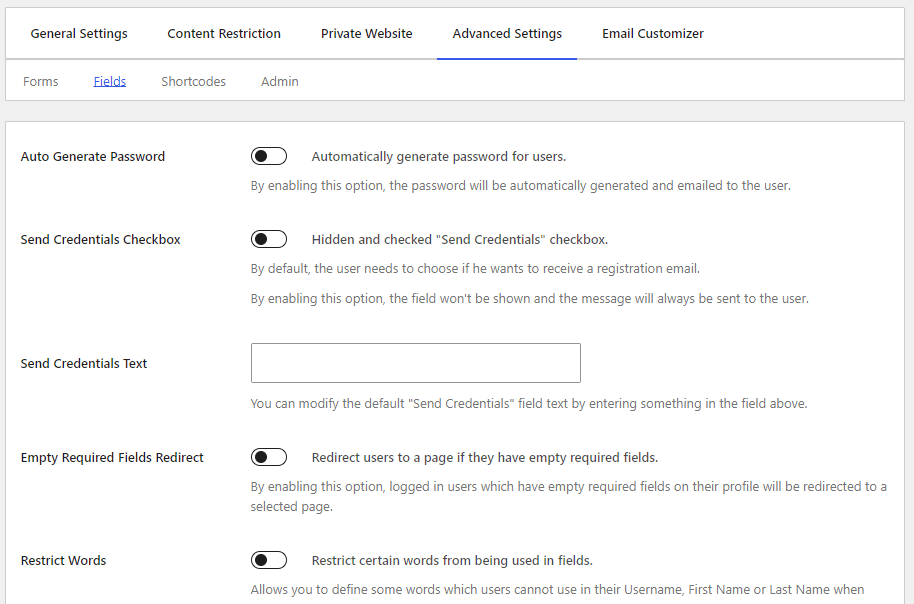 advanced-settings-fields How to Build a Membership Site on WordPress