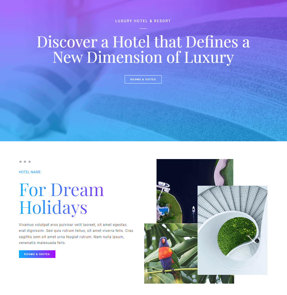 Hotel Homepage is a perfect Elementor template for any website that is in the hospitality industry