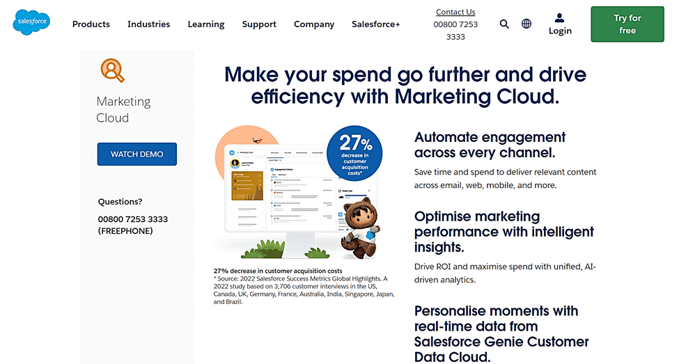 HubSpot vs Salesforce: Salesforce homepage