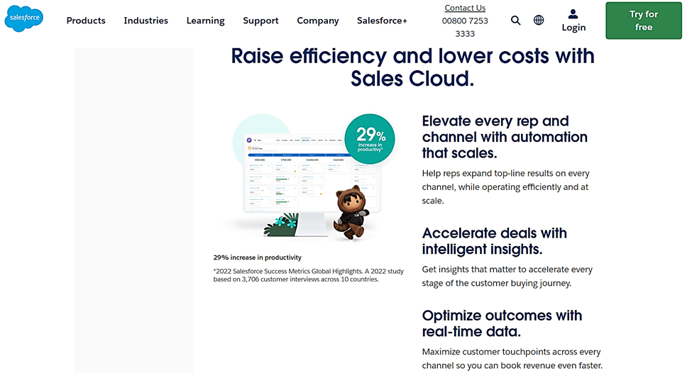 HubSpot alternatives: Salesforce homepage