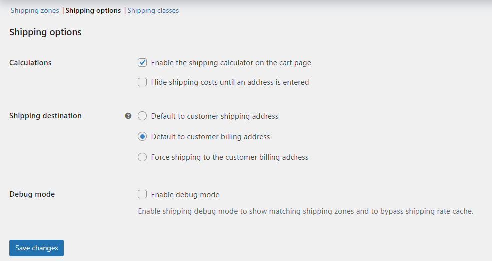 Shipping options in WooCommerce - essential for creating an online shop with WordPress