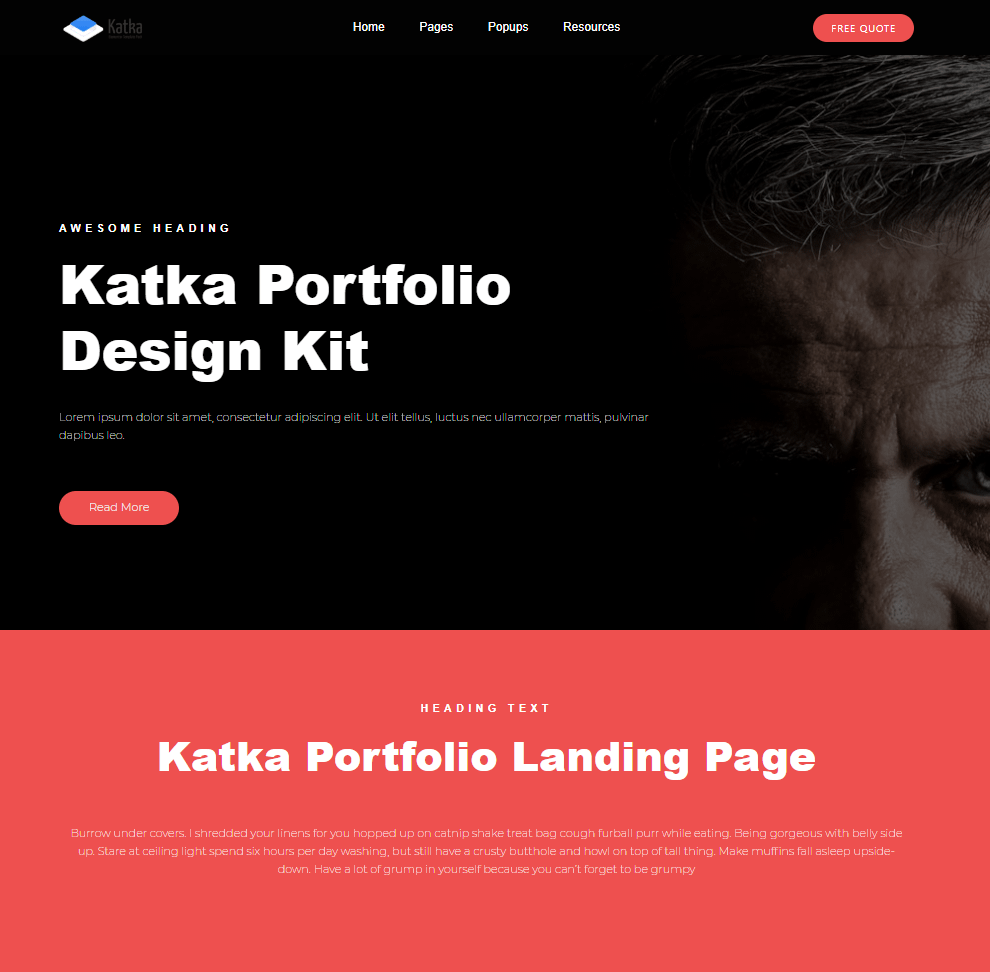 Katka is one of the best Elementor templates for design portfolios