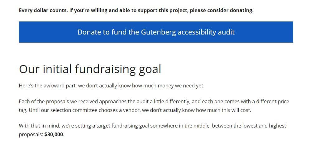 gutenberg accessibility audit fundraising - january 2019 wordpress news
