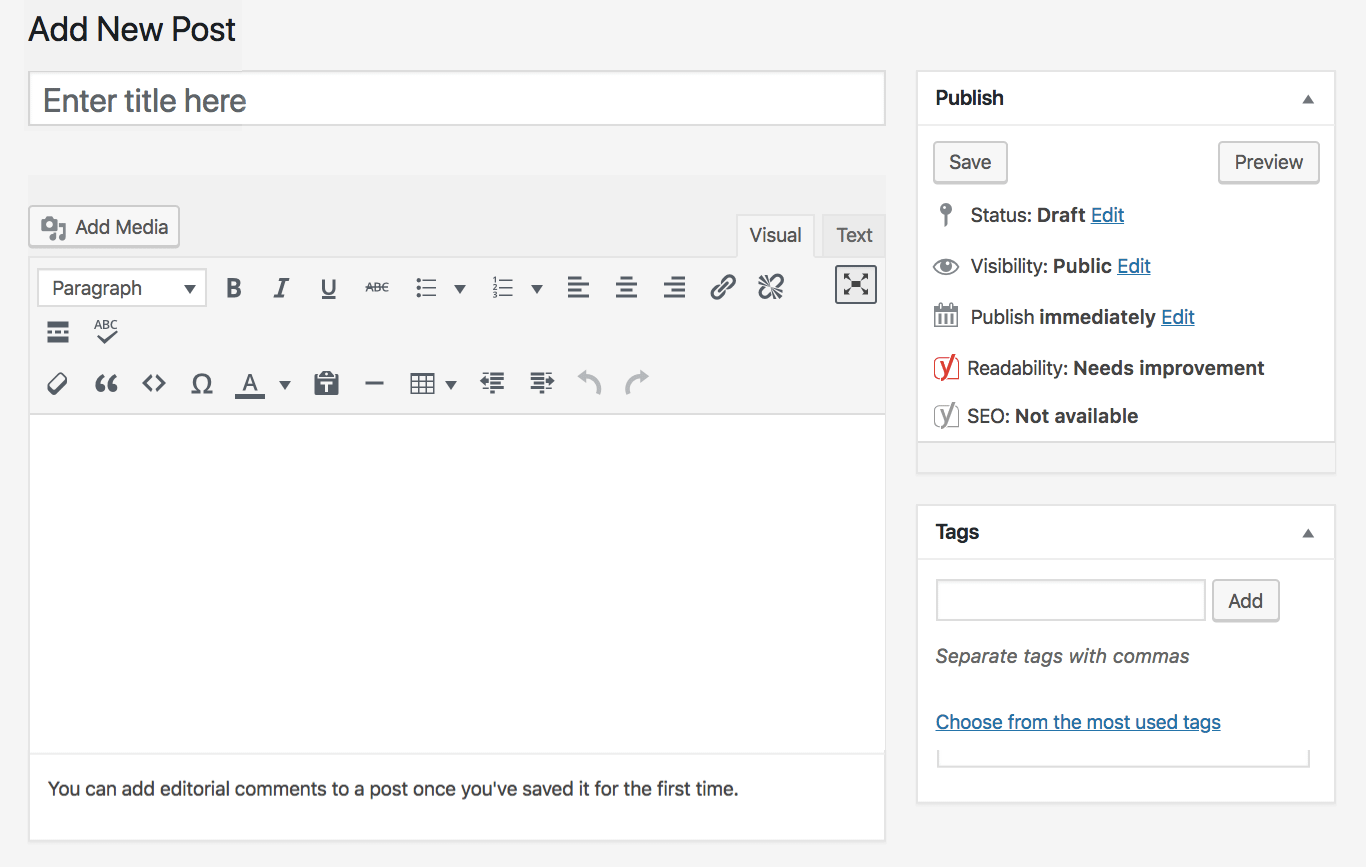 WordPress classic editor
