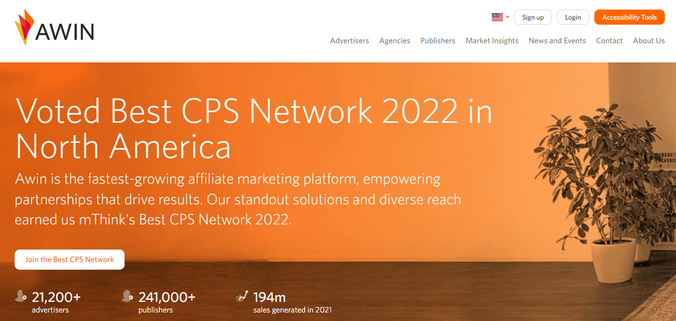 Awin homepage