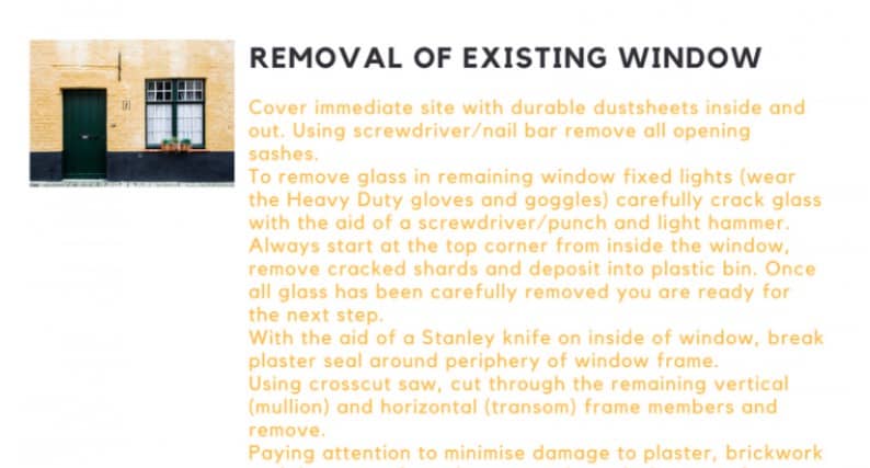 removal of existing window