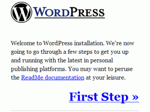 WordPress Install Page One