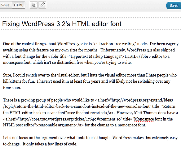 Change Font WordPress 3.2 Editor
