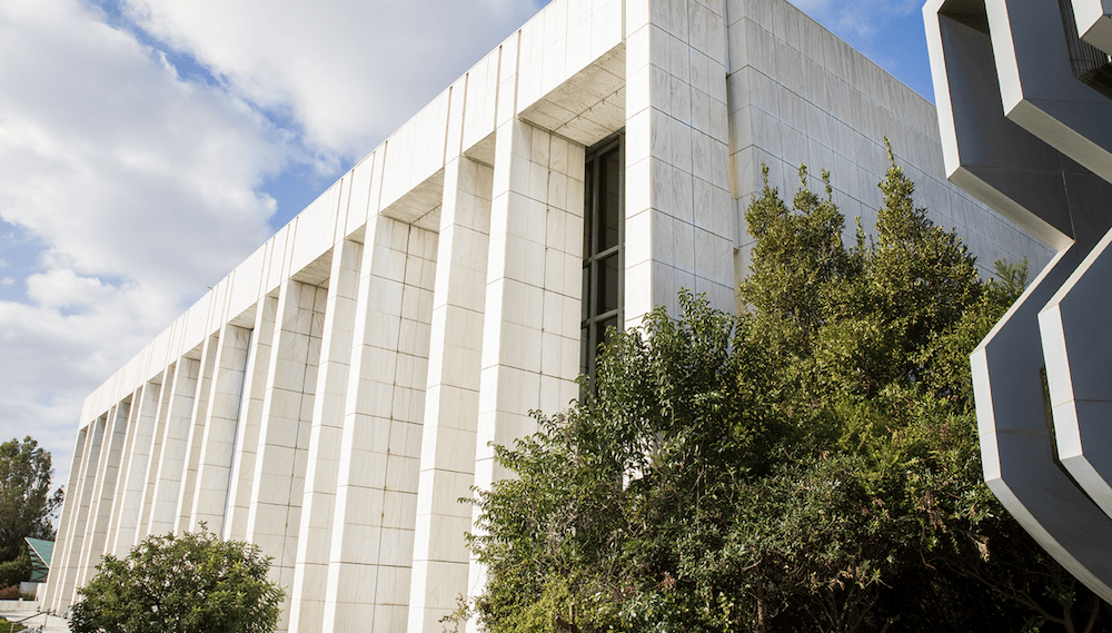 The exterior of the Megaron Athens International Conference Centre.