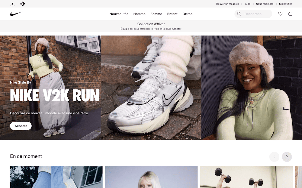 The French version of the Nike website.