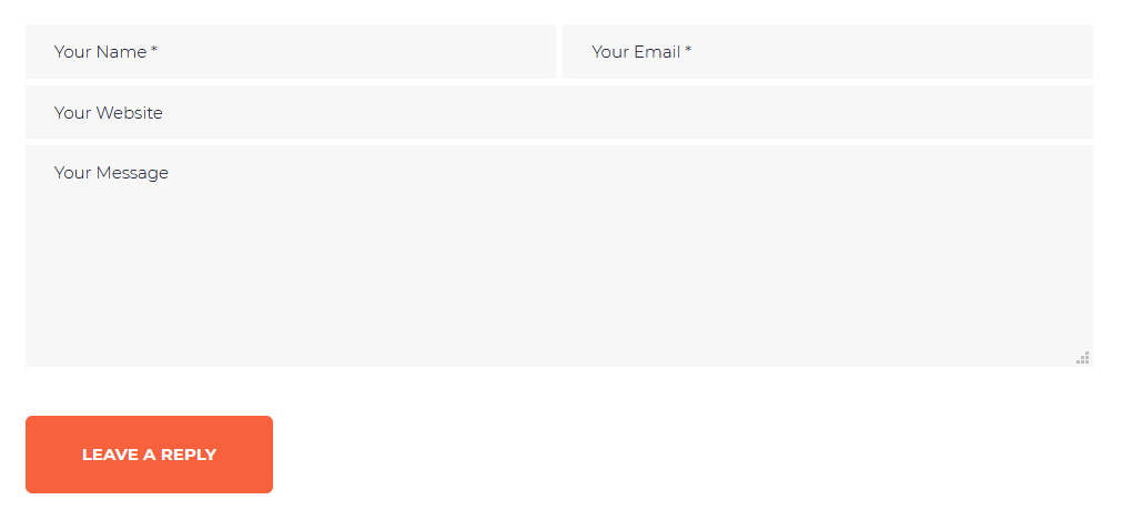 Comment form with placeholders but no labels