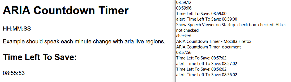 ARIA Countdown Timer
