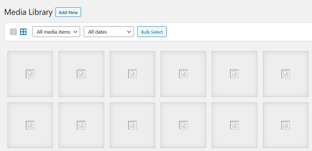 images are broken in the Media Library grid view