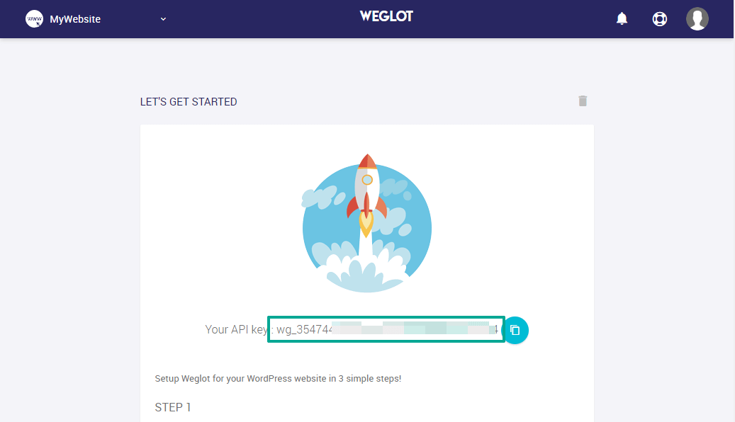 Weglot API key