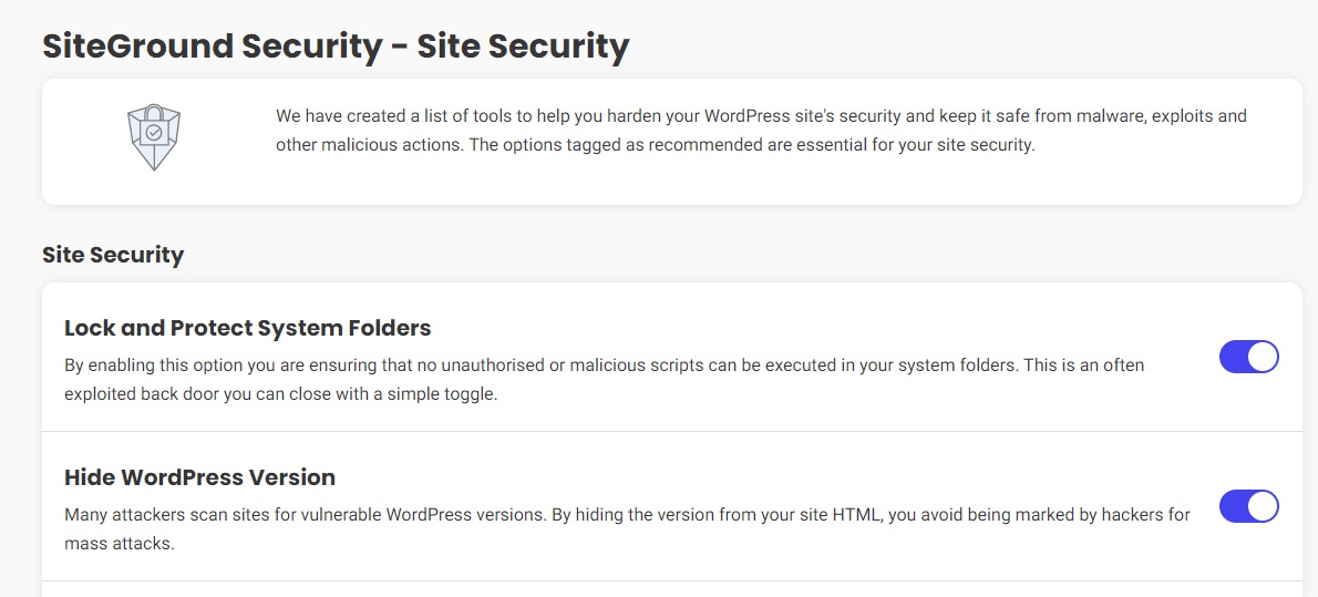 Siteground Security plugin.