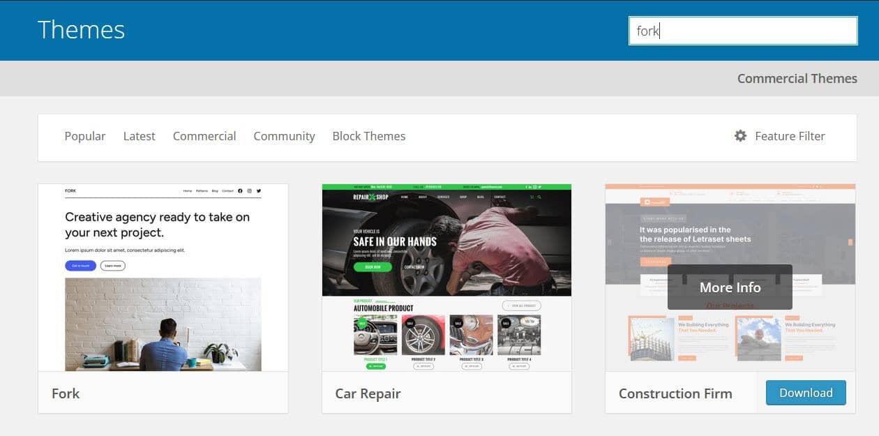 Search for Fork theme.