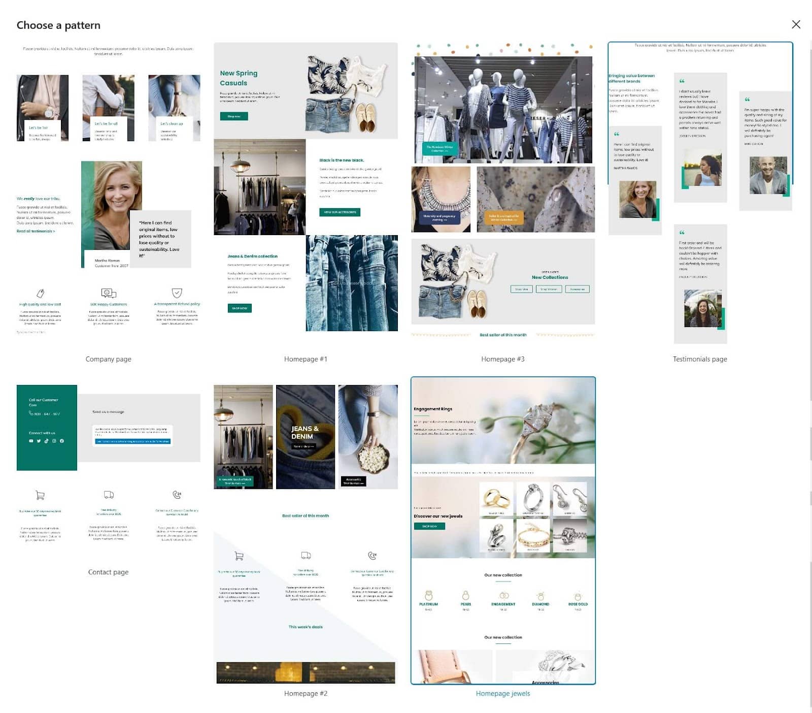 Yith Wonder page patterns.