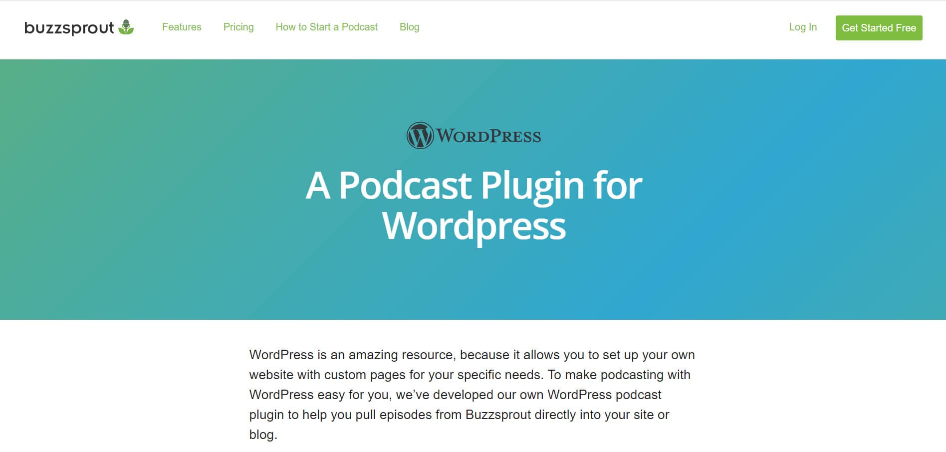 buzzsprout - best wordpress podcast plugins