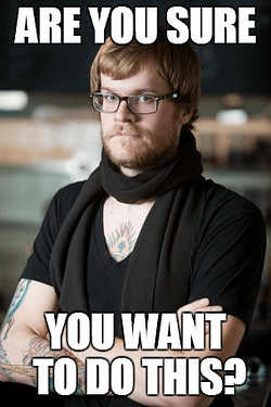 are you sure you want to do this? | wordpress hipster barista