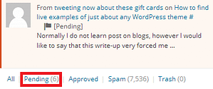 WordPress pending comments
