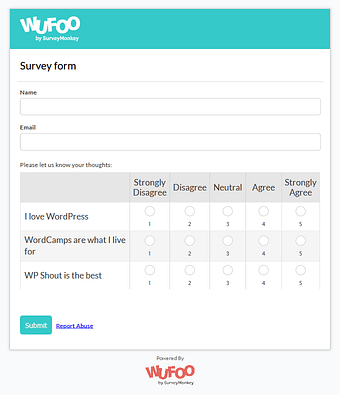 Wufoo form periwinkle theme