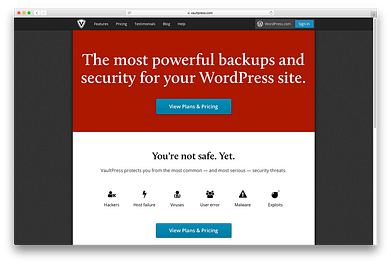 Screenshot of VaultPress WordPress backup solution