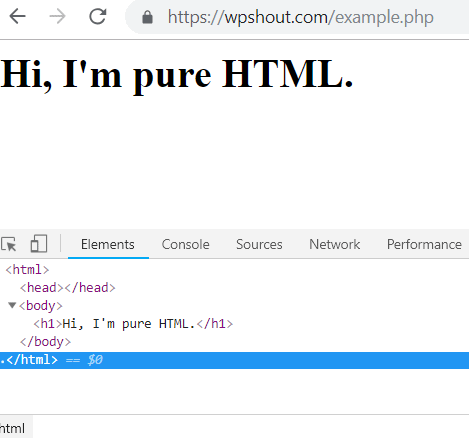 HTML in PHP file browser example
