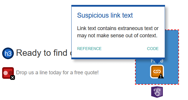 Click here is suspicious link text - WAVE