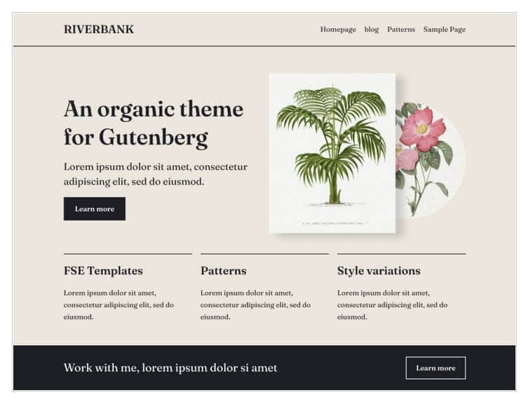 Best WordPress block themes: Riverbank.